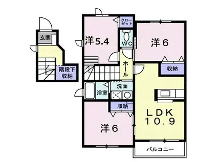 リジェール8号館(3LDK/2階)の間取り写真