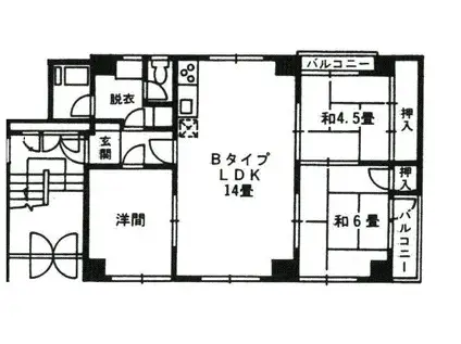 矢野第6ビル(3LDK/4階)の間取り写真