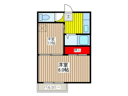 福島アパート(2DK/1階)の間取り写真
