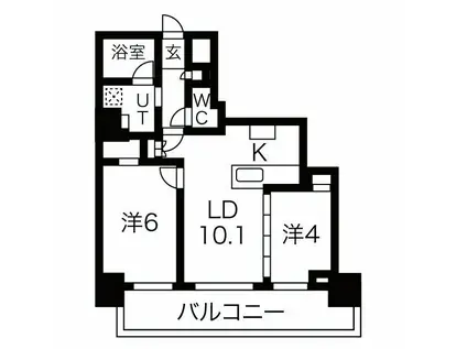 ラ・クラッセ札幌シティフロント(2LDK/8階)の間取り写真