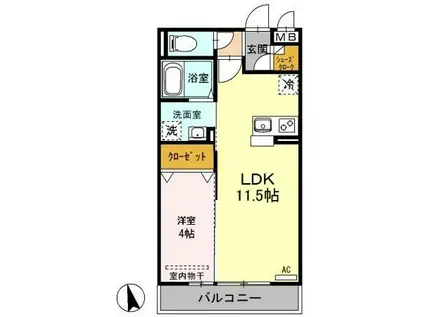 デュアリス川口A棟(1LDK/3階)の間取り写真