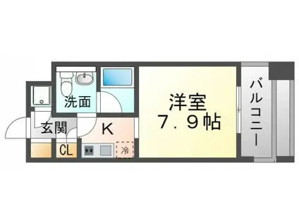 レジディア江坂(ワンルーム/11階)の間取り写真