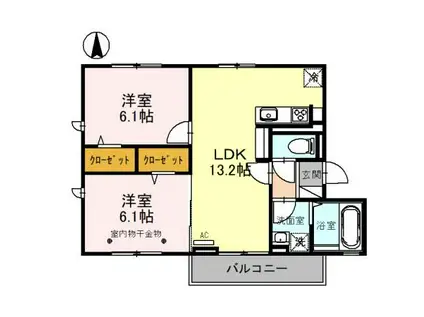 D-ROOM里(2LDK/3階)の間取り写真