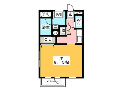 ピュアボート川口元郷(1K/1階)の間取り写真
