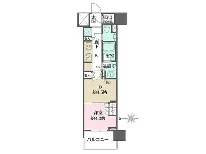ザ・パークハウスアーバンス渋谷(1DK/2階)の間取り写真