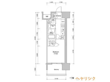 ザ・パークハビオ新栄(1K/3階)の間取り写真