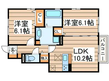 D-ROOM・ヤマイチ(2LDK/1階)の間取り写真