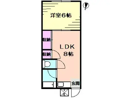 キャトルイケダII(1LDK/2階)の間取り写真