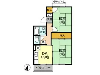 チャーリーズマンションII(2DK/3階)の間取り写真