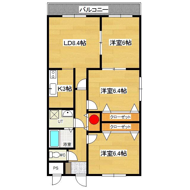 フェイマスKITAMI1番館(3LDK/5階)の間取り写真