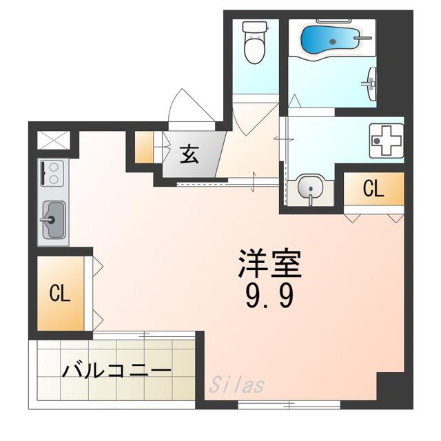 ヴィラペントハウス堺東(ワンルーム/2階)の間取り写真