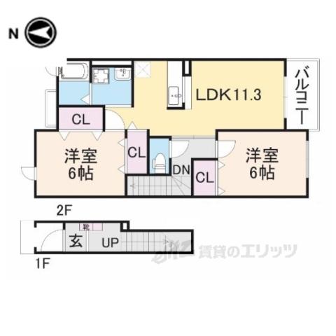 ベルファミーユⅠ 1番館(2LDK/2階)の間取り写真