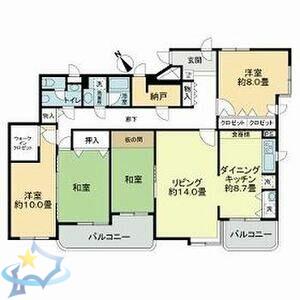 ライオンズマンション山の手第2(4LDK/5階)の間取り写真