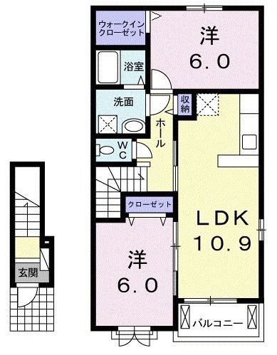 ラフィーネ(2LDK/2階)の間取り写真