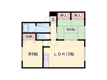 ボンヌシェール矢倉 B棟(2LDK/2階)の間取り写真