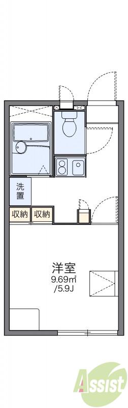 レオパレスヴィレッジ(1K/1階)の間取り写真