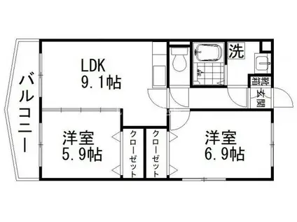 アウスレーゼ(2DK/1階)の間取り写真