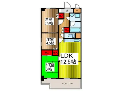 ヴァーテクスカワグチ(3LDK/5階)の間取り写真