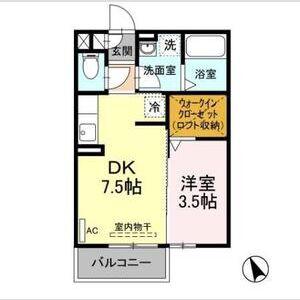 エスプワール城之内(1DK/2階)の間取り写真