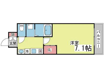 セファミ御影(1K/4階)の間取り写真