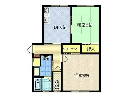 コーポアネックスM1(2DK/1階)の間取り写真