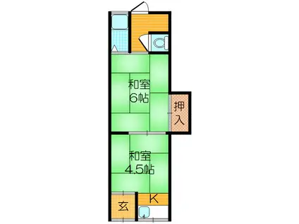 大橋町文化(2K/1階)の間取り写真