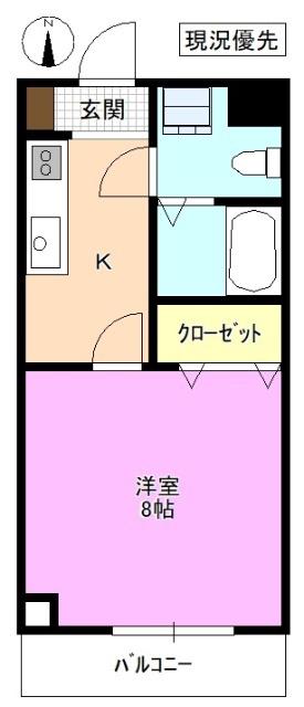 ポプリハイツ(1K/3階)の間取り写真