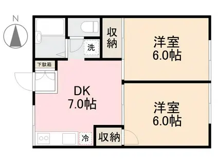 ELVITA池戸(2DK/1階)の間取り写真