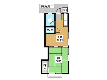 太陽荘(1DK/2階)の間取り写真