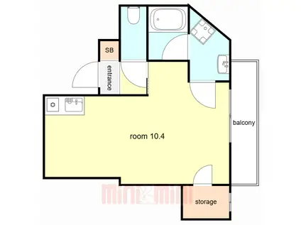 ウェルステイツ(1K/3階)の間取り写真