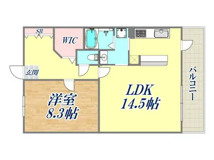 ローレルトアスクエア(1LDK/7階)の間取り写真