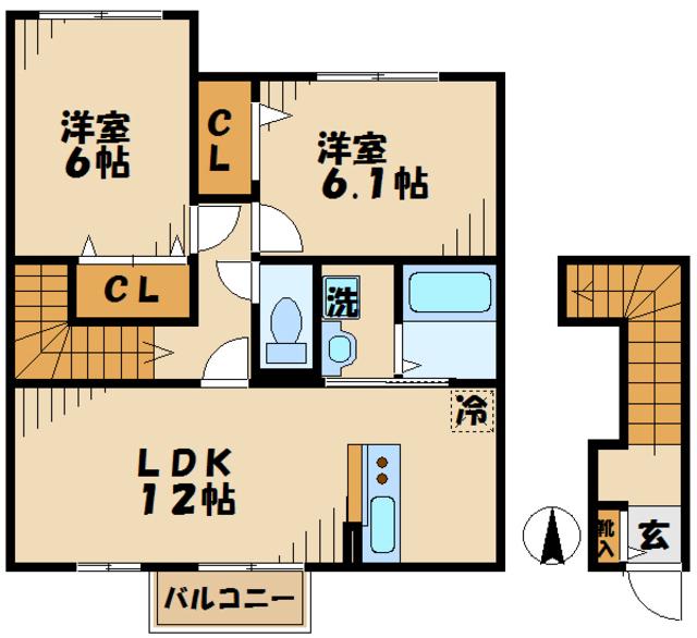 マ・メゾン(2LDK/2階)の間取り写真