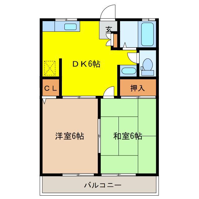 ローレルハイツ(2DK/2階)の間取り写真