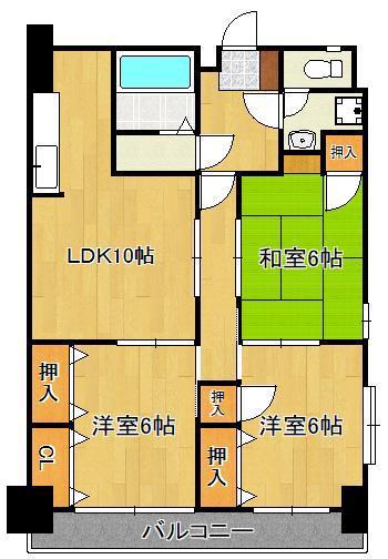 サンビーム直方(3LDK/4階)の間取り写真