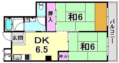 サングリーン大島(2DK/2階)の間取り写真