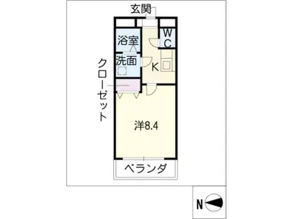 サンアップウェルI(1K/4階)の間取り写真