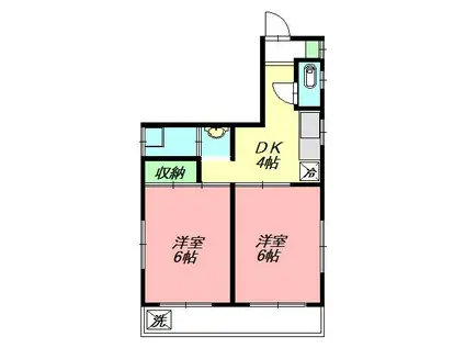 アスカビル(2K/4階)の間取り写真