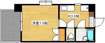 ソレイユ白島(1K/7階)の間取り写真