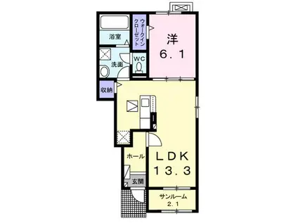 フィールドヒル 塩尻I(1LDK/1階)の間取り写真