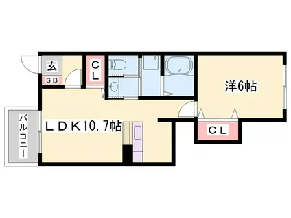 ピーチテラス(1LDK/1階)の間取り写真