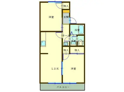セジュールさとうB(2LDK/1階)の間取り写真
