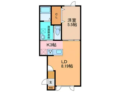 ユーフォリアII(1LDK/1階)の間取り写真