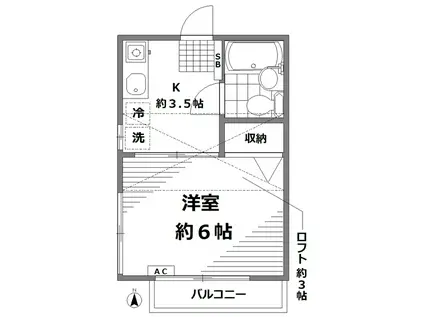 ルブラン福永(1K/2階)の間取り写真