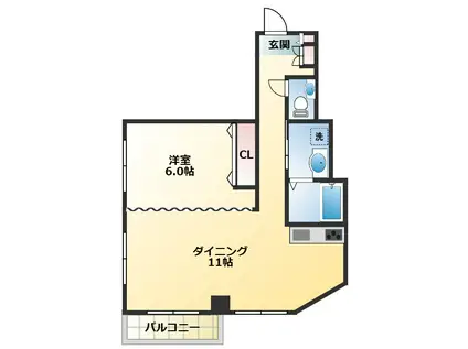 チェリーブロッサムビル(1LDK/2階)の間取り写真