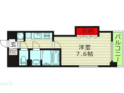 LUXE玉造II(1K/13階)の間取り写真