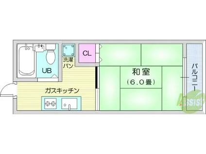 メゾンイワキ(1K/2階)の間取り写真