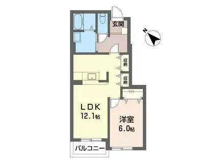 ミルト C(1LDK/1階)の間取り写真