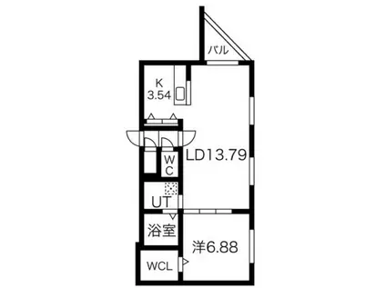 シャトーライフ中島公園1(1LDK/4階)の間取り写真