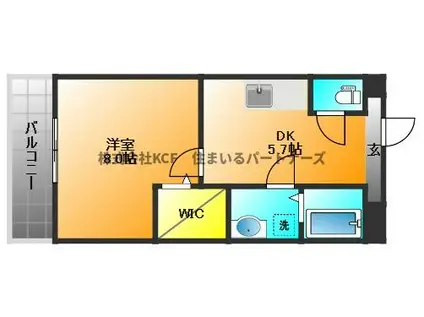 ルーチェクール花畑(1DK/3階)の間取り写真