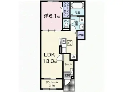 ホップV A(1LDK/1階)の間取り写真